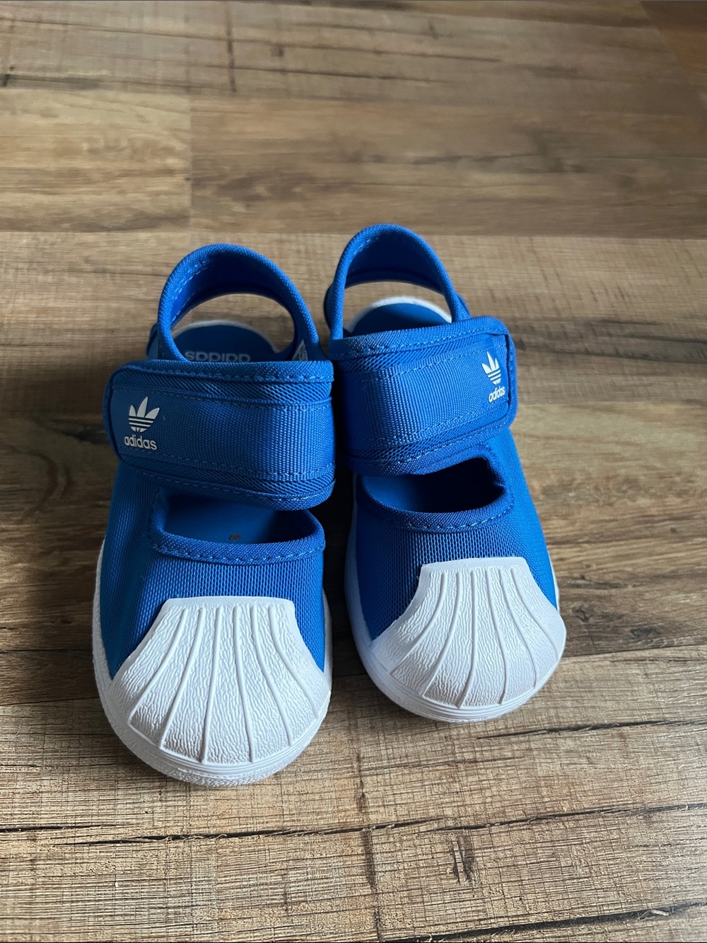 New adidas Kids baby Royal Blue and White Shell-Toe Slip-Ons size 5.5K